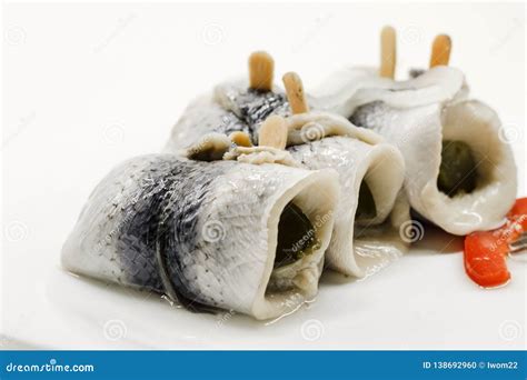 Herring Pickled - Rollmops on a Plate. Stock Photo - Image of appetizer ...