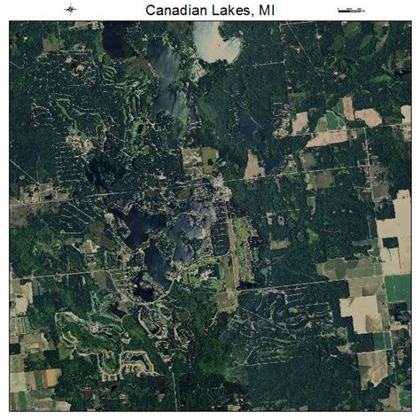 Aerial Photography Map of Canadian Lakes, MI Michigan