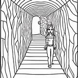 Color Me Scared An Underground Tunnel Coloring Page · Creative Fabrica sketch template