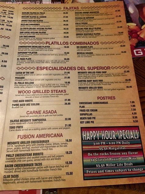 Menu at Superior Grill restaurant, Birmingham