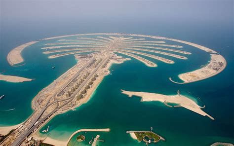 city, palm jumeirah, pattern, aerial view, buildings, island, sea ...