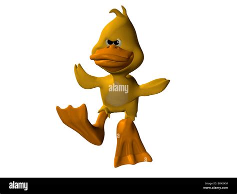 Cartoon duck walking looking angry isolated on white background Stock Photo - Alamy