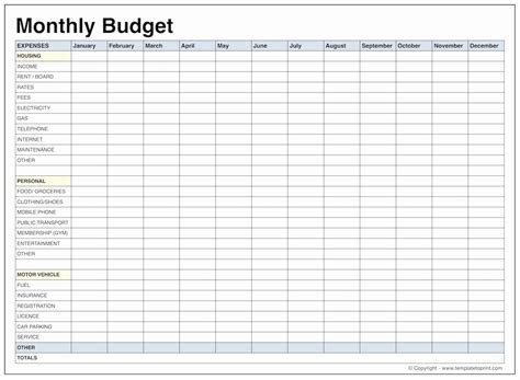 Monthly Budget Template Free Printable | Template Business PSD, Excel, Word, PDF