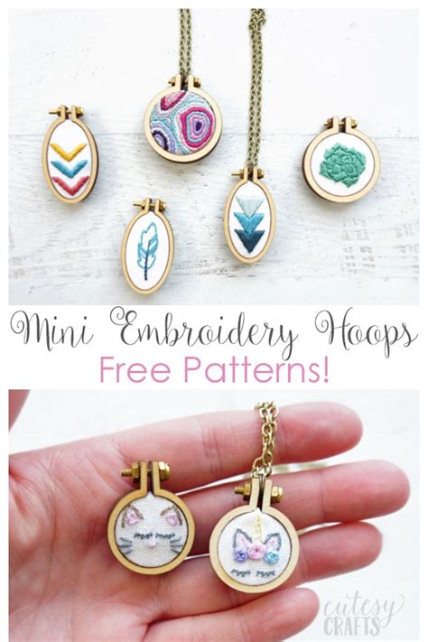 Mini Embroidery Hoops with Free Patterns - Cutesy Crafts