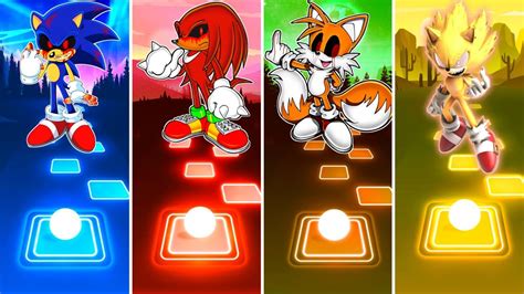 SONIC EXE vs KNUCKLES EXE vs TAILS EXE vs SUPER SONIC EXE - TILES HOP ...