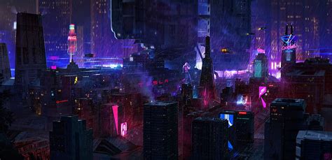 HD wallpaper: cyberpunk, city, rain, building, neon glow, cityscape, night | Wallpaper Flare