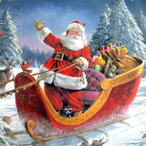 Vintage Santa Claus Large Canvas Print Decoration Wall Art Christmas Home Decor 19962998287 | eBay