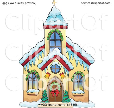 Clipart of a Christmas Church - Royalty Free Vector Illustration by ...