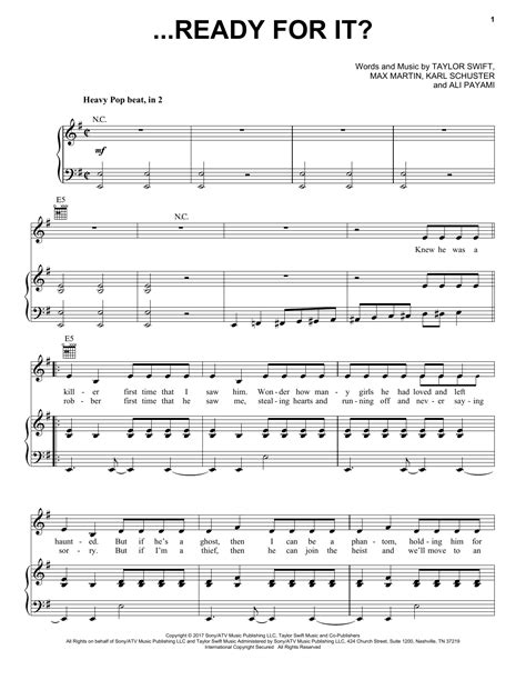 ...Ready for It? by Taylor Swift Sheet Music for Piano, Vocal & Guitar ...