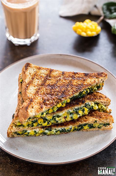 Spinach Corn Sandwich - Cook With Manali