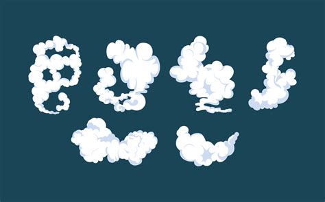 Smoke explosion animation of an explosion with comic flying clouds. Set ...