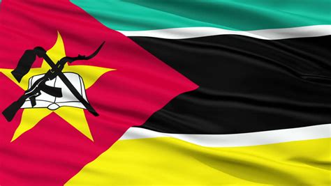 National Flag Of Mozambique. It Includes The Image Of An AK-47 With A ...