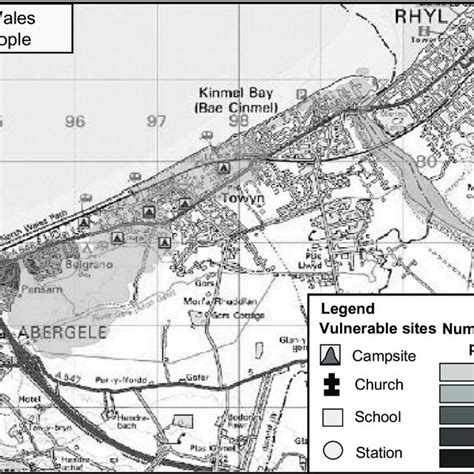 Example of a risk to people map of Towyn in Wales showing the potential... | Download Scientific ...