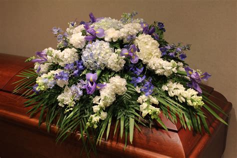 Heavenly Blue Casket Spray in Burbank, CA | Samuel's Florist | Casket flowers, Funeral flowers ...