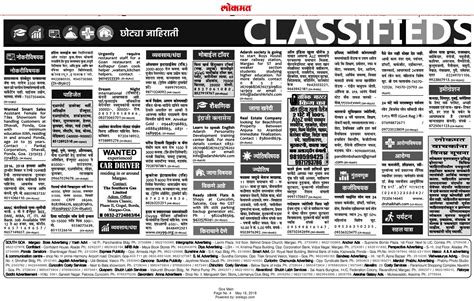 Lokmat Newspaper Recruitment Classified Ad Page - Advert Gallery