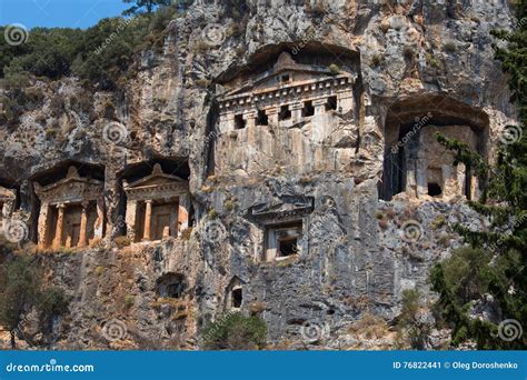 Ancient Lycian Rock Tombs in Fethiye, Turkey Stock Image - Image of ...