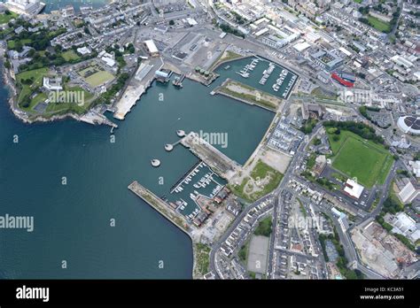 Plymouth ferry terminal and Marina Aerial Stock Photo - Alamy