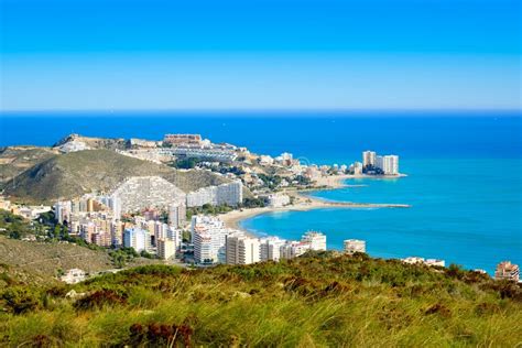 Cullera Beach Aerial With Skyline Of Village Valencia Stock Image - Image of community, playa ...