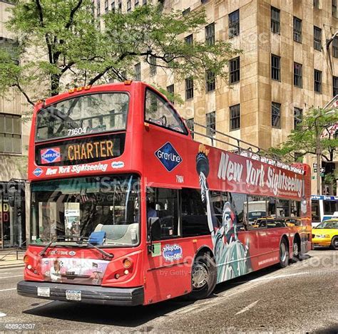 New York Sightseeing Bus On Fifth Avenue Stock Photo - Download Image ...