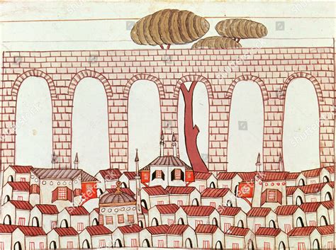 Aqueduct Constantinople 17th Century Turkish Manuscript Editorial Stock Photo - Stock Image ...