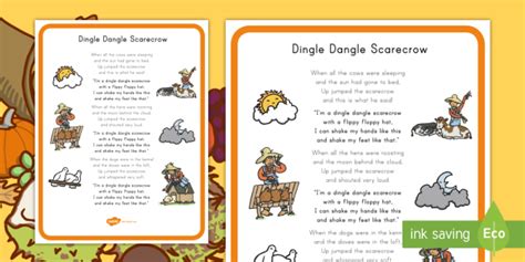 Dingle Dangle Scarecrow Nursery Rhyme Poster (teacher made)