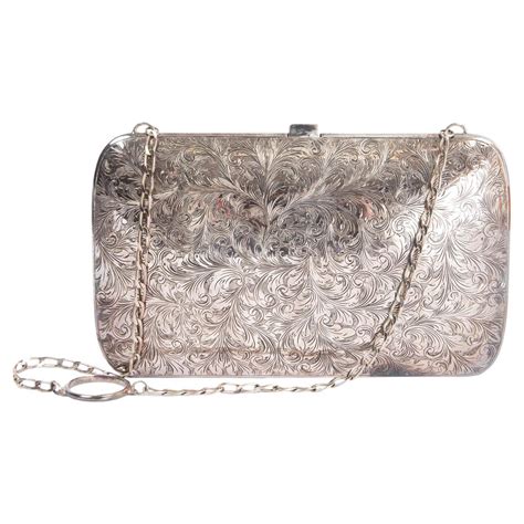 RALPH LAUREN silver ENGRAVED METAL Clutch Shoulder Bag at 1stDibs