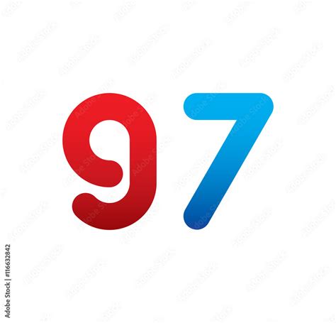 97 logo initial blue and red Stock Vector | Adobe Stock