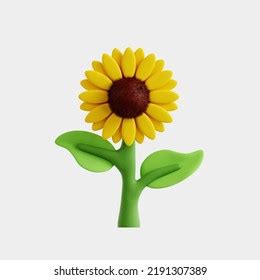 3d Sunflower Icon Green Leaves Organic Stock Illustration 2258717611 ...