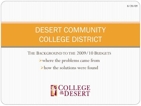 PPT - DESERT COMMUNITY COLLEGE DISTRICT PowerPoint Presentation, free ...