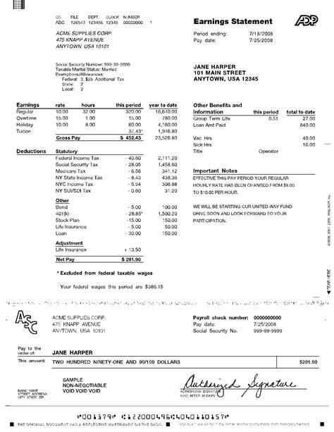 Adp Paycheck Stub Template Free Of 9 Adp Pay Stub Template Pdf - Minga