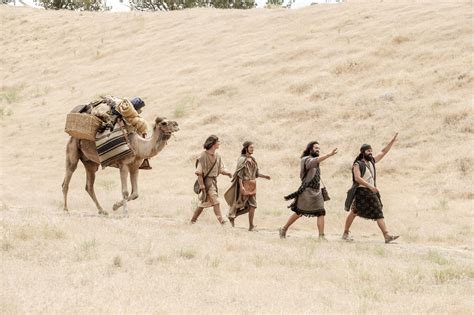 Nephi and his brothers greeting Ishmael outside his home