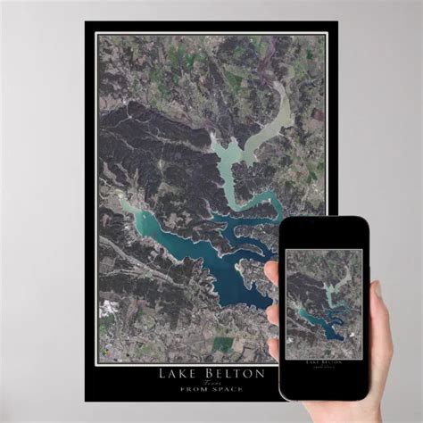 Lake Belton Texas Satellite Poster Map | Zazzle