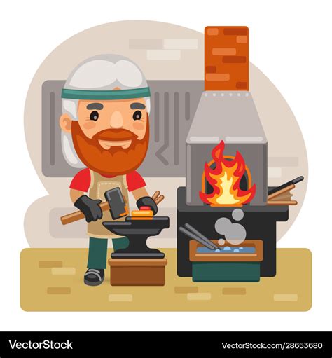 Cartoon blacksmith with a hammer Royalty Free Vector Image