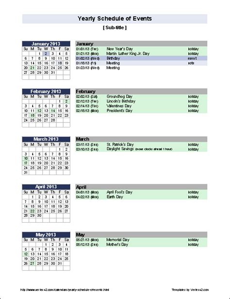 Yearly Schedule of Events Template | Event calendar template, Event planning calendar, Schedule ...