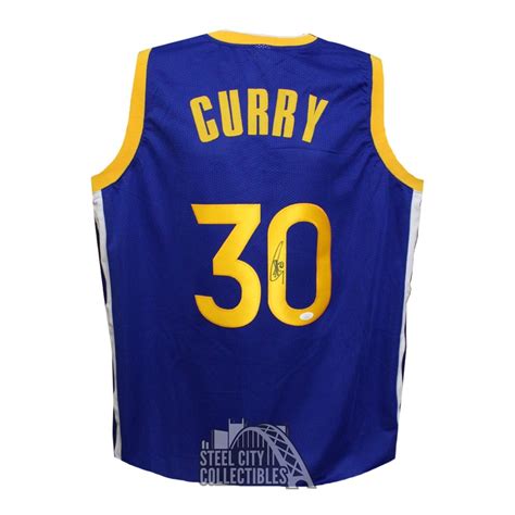 Stephen Curry Autographed Golden State Custom Blue Basketball Jersey ...