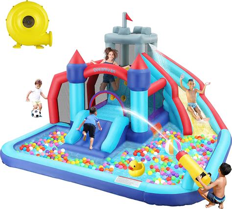 Amazon.com: HIFRRUY Inflatable Bounce House for Kids, Giant Water Slide ...