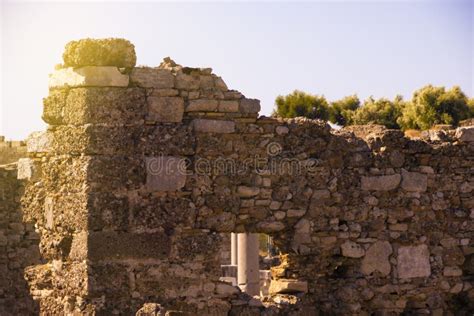 Ancient Ruins of the City of Side Turkey Travel Construction Stock ...