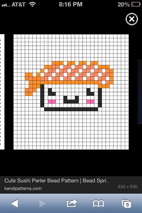 Sushi perler bead pattern | Perler bead patterns, Perler beads, Beading patterns