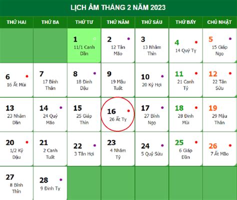 Lịch âm 16/2 - tra cứu lịch âm hôm nay thứ 5 ngày 16/2/2023