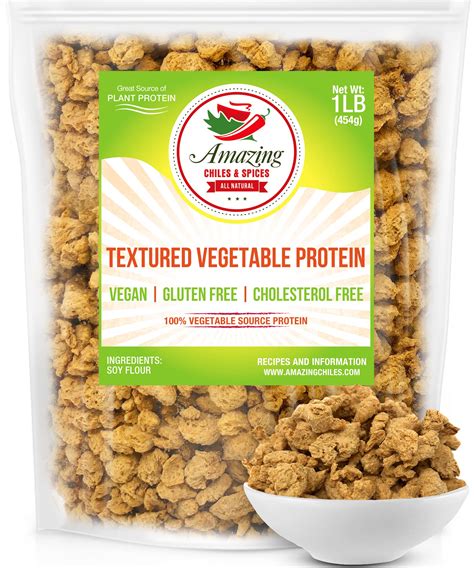 1 lb. Bag TVP Vegan Protein Chunks - Non-GMO, Gluten-Free, Cholesterol-Free by Amazing Chiles