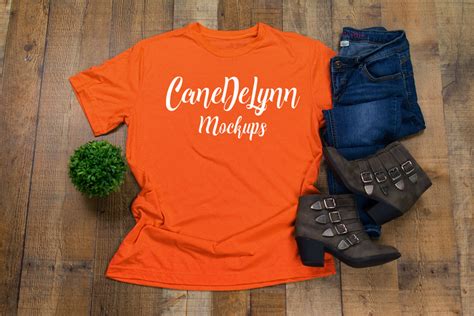 Tshirt mockup-Mockup shirt-Orange t shirt mockup-Mockup | Etsy