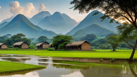 乡间美景 水稻 房子 山川 树林 风景壁纸高清大图预览1920x1080_风景壁纸下载_墨鱼部落格