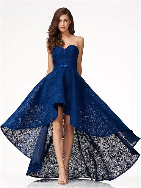 Lace High-low Strapless Evening Cocktail Dress