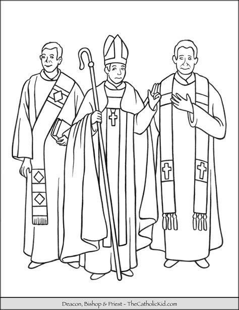 Deacon, Bishop & Priest Coloring Page - TheCatholicKid.com