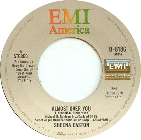 Sheena Easton – Almost Over You (1983, Vinyl) - Discogs