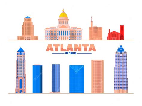 Premium Vector | Atlanta Georgia city landmarks and monuments isolated ...