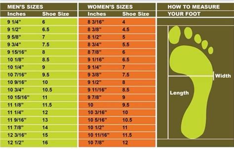 Sock Shoe Size Chart