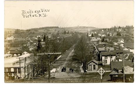 Victor NY -BIRDSEYE VIEW FROM RAILROAD- RPPC Postcard Ontario County ...