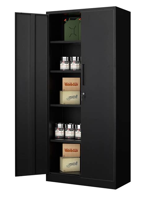 Buy MIIIKO Black Garage Storage Cabinet with Locking Doors, 72'' Tall Steel Cabinet with 4 ...