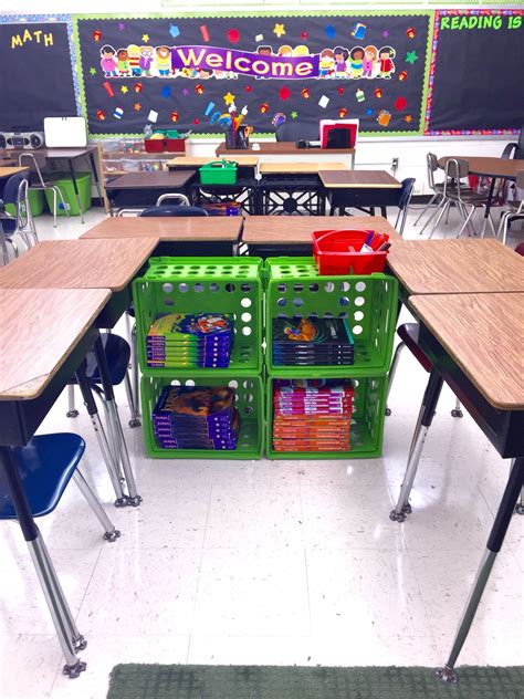 Student desk setup. Keeps desk from being cluttered. Assign a group ...